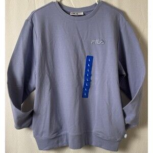Fila Womens Size Large Purple French Terry Pull Over Crew Neck Sweatshirt